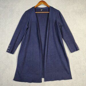 Talbots Cardigan Women X Petites Navy Blue Knit Open Front Duster Sweater Preppy